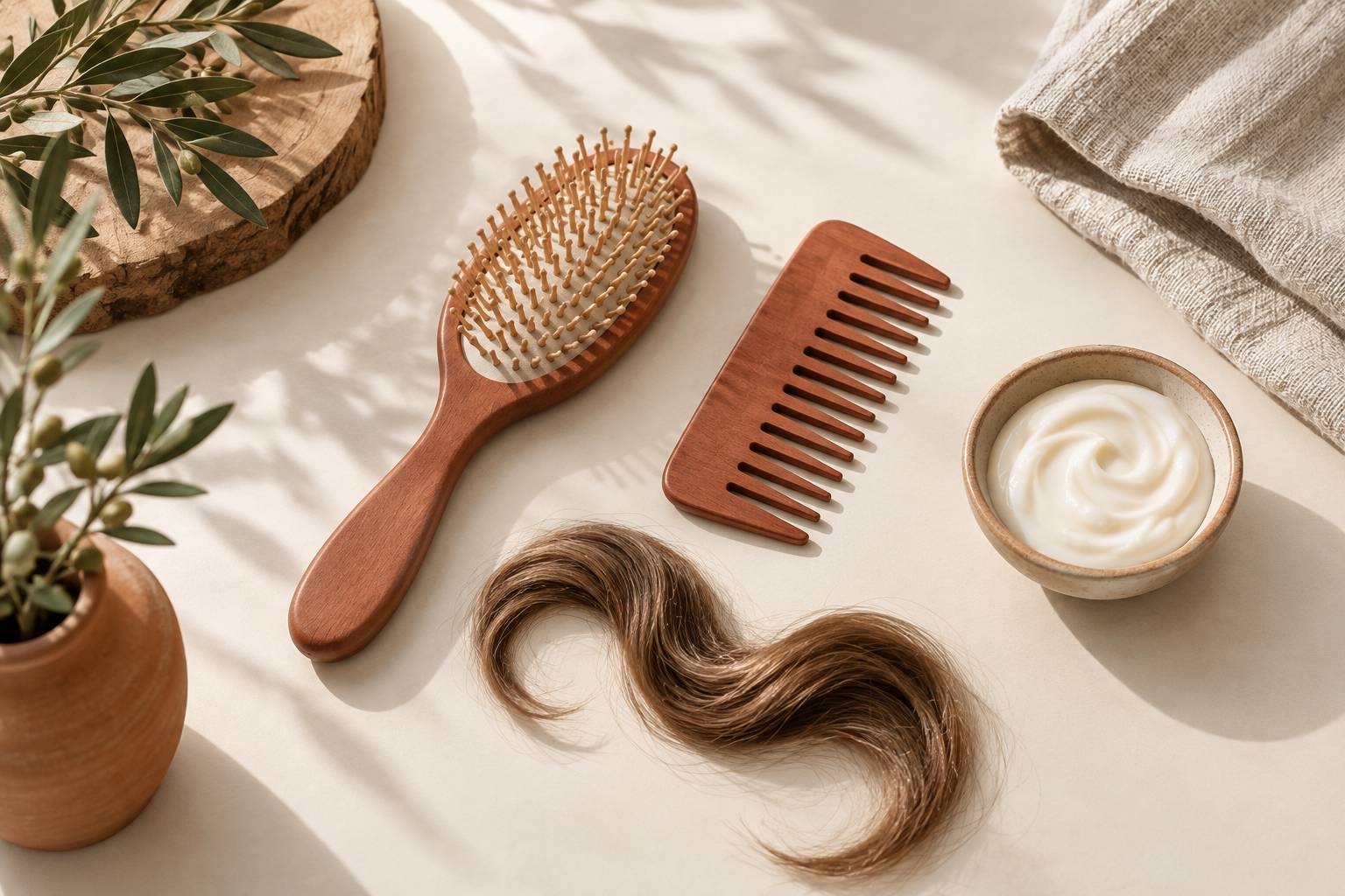 Brosse demelante a rangees souples et peigne large vus de dessus