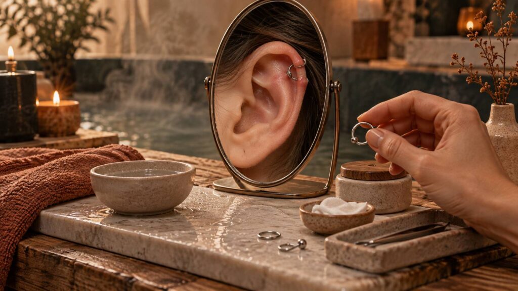 Illustration éditoriale du sujet : Chéloïde sur piercing : causes, traitements et prévention